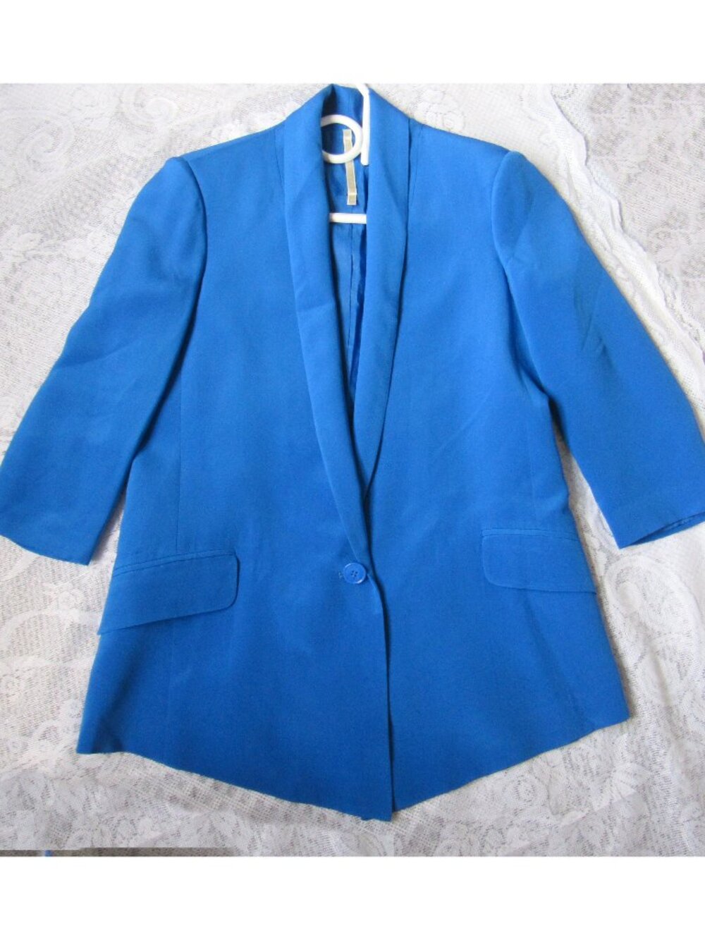 Truth and Pride Womens Silk Shawl Collar Blazer , Blue, sz, S